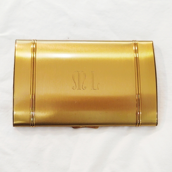 Vintage Art-Deco Volupte Gold Curv-Case Unisex Cigarette Compact in Box - Picture 3 of 11